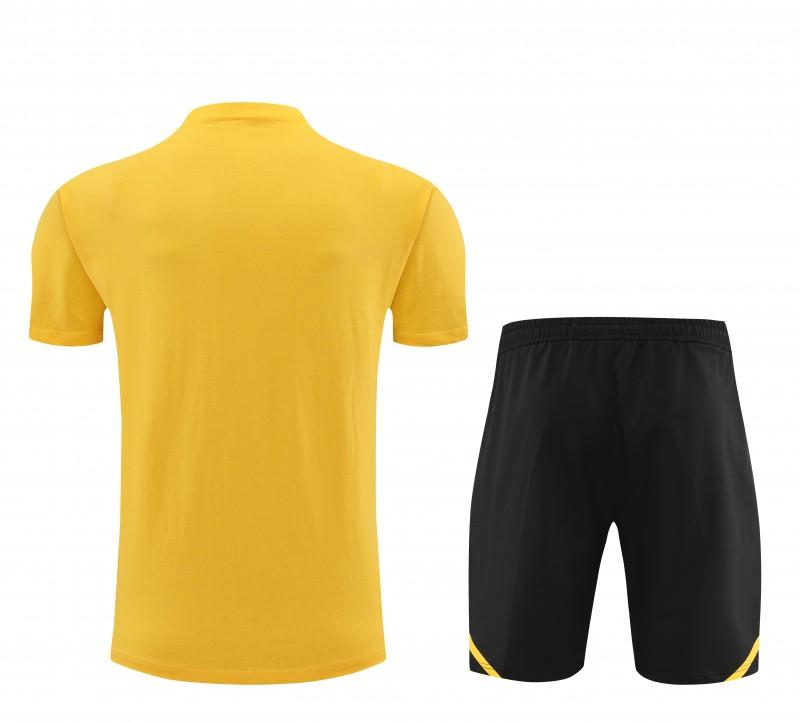 23/24 Real Madrid Yellow Cotton Short Sleeve Jersey+Shorts