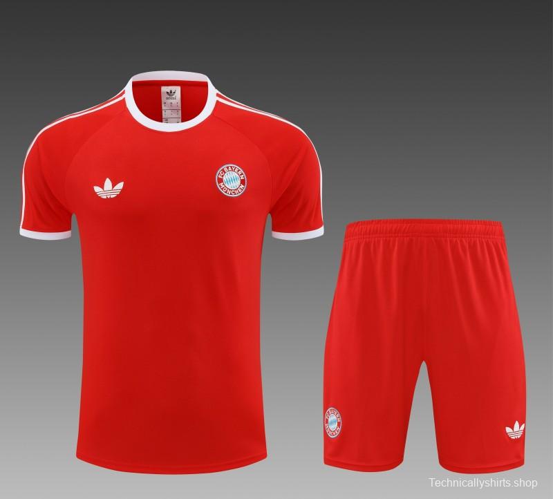 23/24 Bayern Munich Red Cotton Short Sleeve Jersey+Shorts