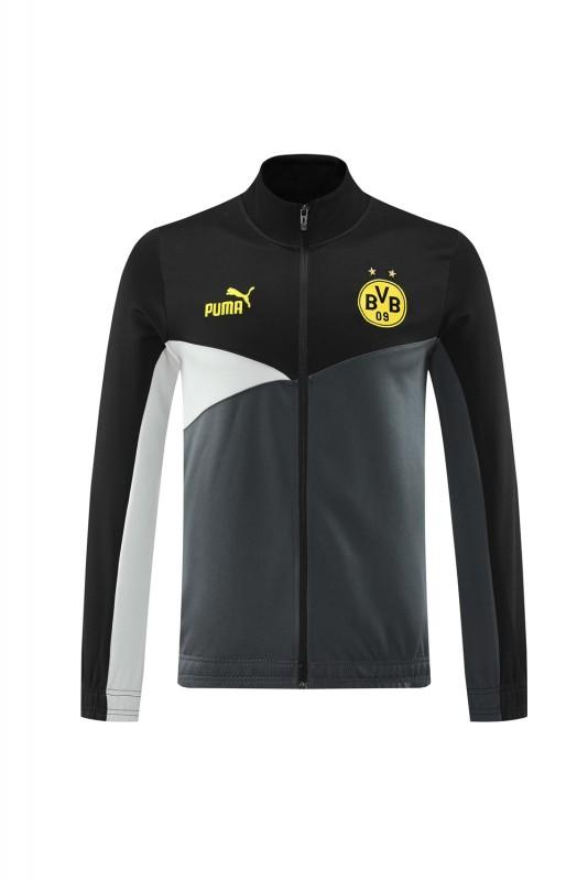 24/25 Borussia Dortmund Grey/Black Full Zipper Jacket +Long Pants