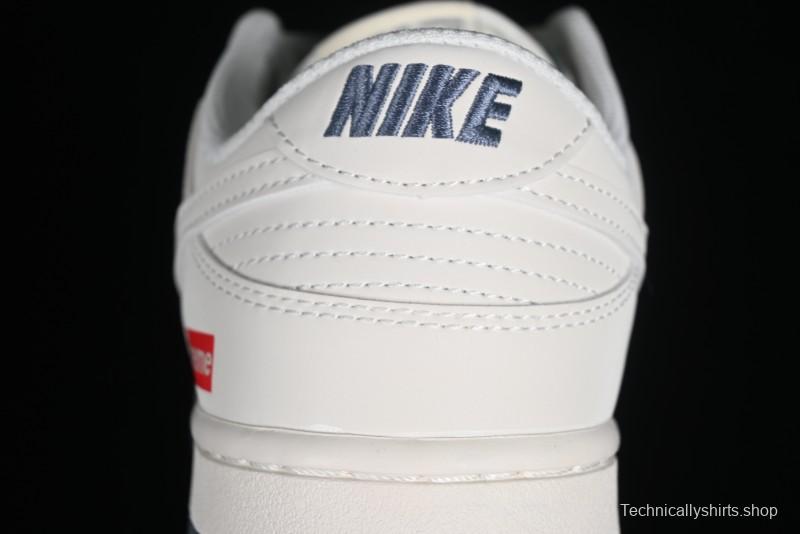 Supreme x Nike SB Dunk Low Anniversary Edition White Grey Customized Low-Top Casual Skate Shoes - BB8657-105