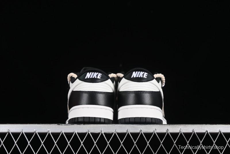 Nike Dunk Low SB Deconstructed Lace-Up Casual Sneakers with Scottish Plaid and Hemp Rope Design - DD1391-100