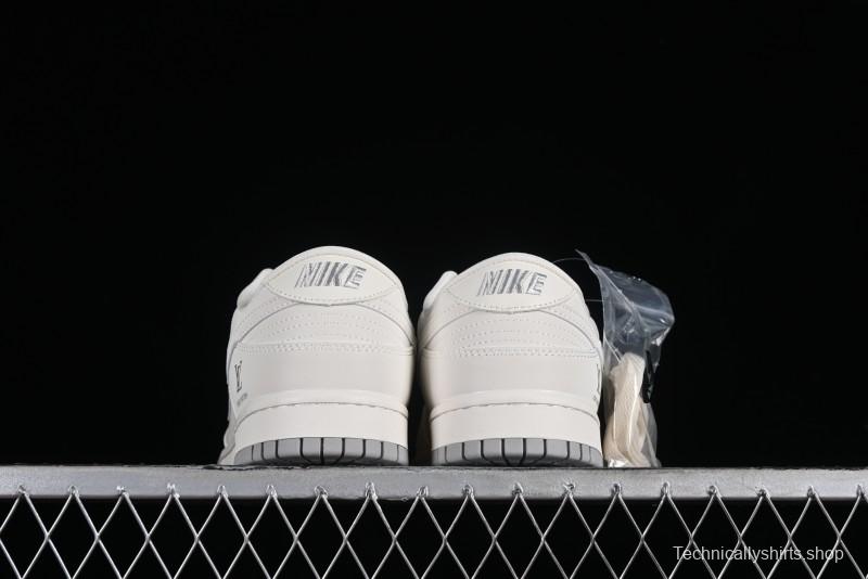 Nike SB Dunk Low LV Collaboration - Double Swoosh Beige Grey Anniversary High-End Custom Low-Top Casual Sneakers - FC2025-306