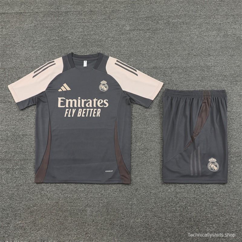 24/25 Real Madrid Black/Pink Short Sleeve Jersey+Shorts