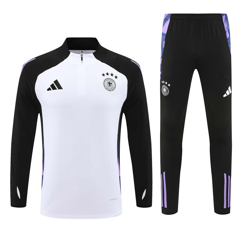 2024 Germany Black/White Half Zipper Jacket+Long Pants