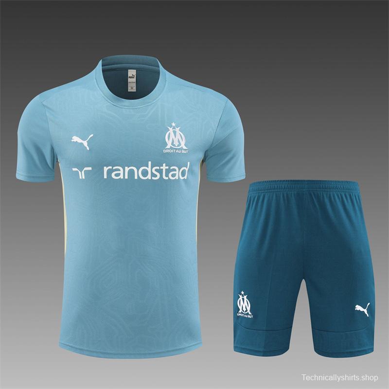 24/25 Olympique Marseille Blue Short Sleeve Jersey+Shorts