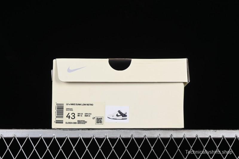 Nike SB Dunk Low LV Collaboration - Black Denim Off-White Black Swoosh Anniversary Custom Low-Top Casual Skate Shoes - DJ2024-009