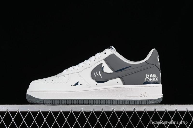 Nike Air Force 1 '07 Low "SHARK" Casual Sneakers with Full-Length Air Cushion - DB3301-220