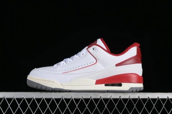 Nike Air Jordan 2/3 Retro Low Top Basketball Shoes in White/Red - FD0383-161