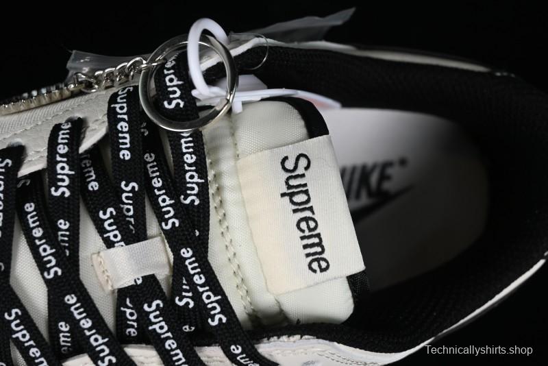 Nike SB Dunk Low Supreme Collaboration - Beige Black Canvas Anniversary Custom Low-Top Casual Skate Shoes - BB8657-515