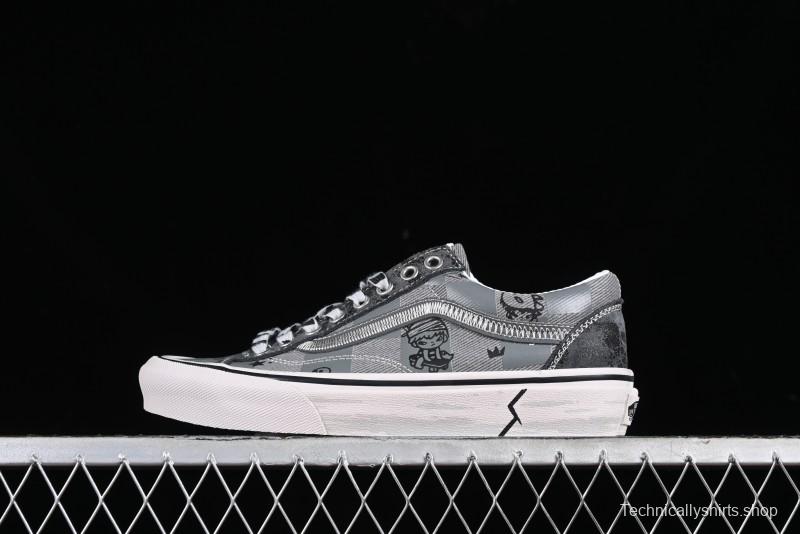 Vans HIRONO x Vans UA Style 36 Va Low Top Skate Shoes with Cracked Leather and Checkerboard Design - VN000CDEN43