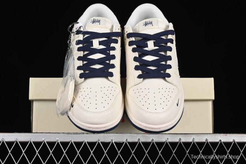 Nike SB Dunk Low Stussy Collaboration - Off White Floral Swoosh Anniversary High-End Custom Low-Top Casual Skate Shoes - XY1688-001
