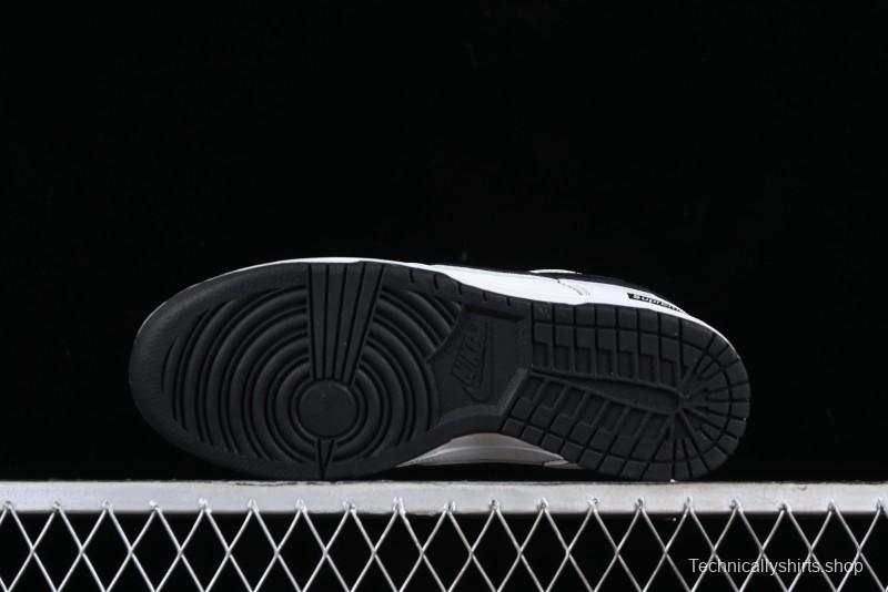 Nike Supreme x Nike SB Dunk Low Collaboration - Classic White Black Anniversary High-End Custom Low-Top Casual Skate Shoes - DY1503-100