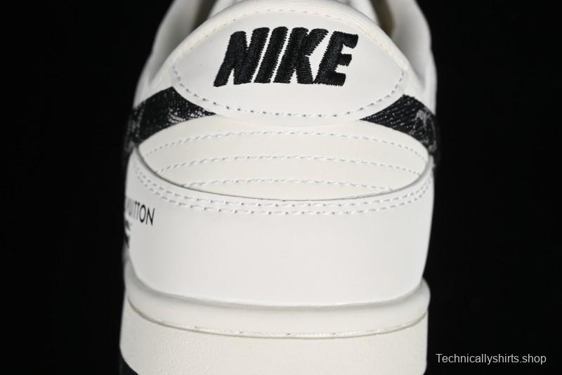 Nike SB Dunk Low LV Collaboration - Beige Black Denim Anniversary High-End Custom Low-Top Casual Skate Shoes - JH8310-946