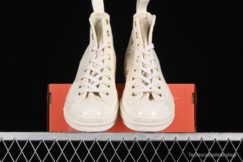 Converse Chuck 70s High Top Casual Sneakers with Cream Cloud and Gold Accents - A08232C
