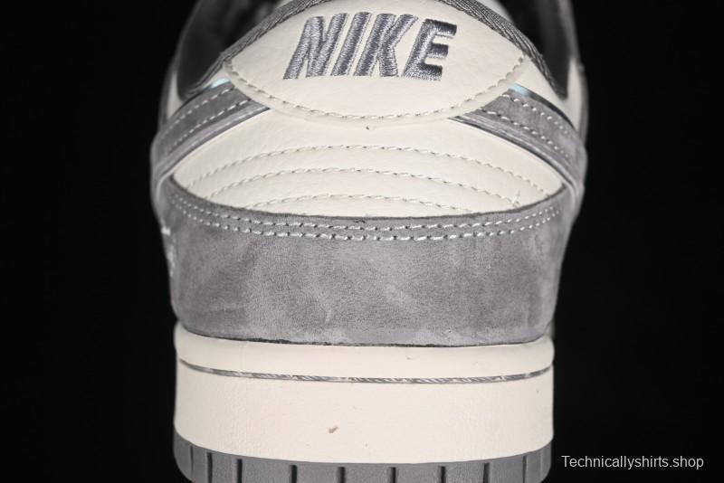 Nike SB Dunk Low Stussy Collaboration - Grey Pig Suede Patchwork Anniversary Custom Low-Top Casual Skate Shoes - CF3688-016