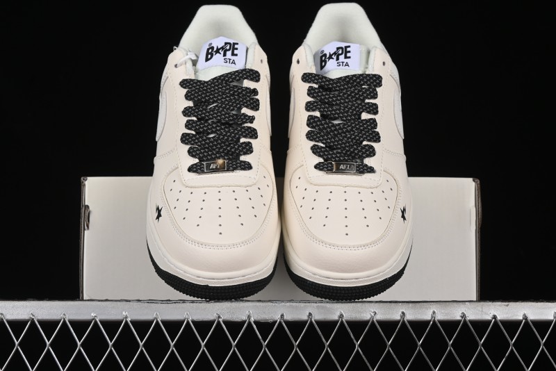 Nike Air Force 1 '07 Low Bape Collaboration - Black Beige Starry Sky Low Top Casual Sneakers - FG6688-103