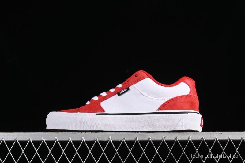 Vans Chukka Push Low-Top Skate Shoes White Red Anti-Slip Casual Sneakers - VN0009QPA03