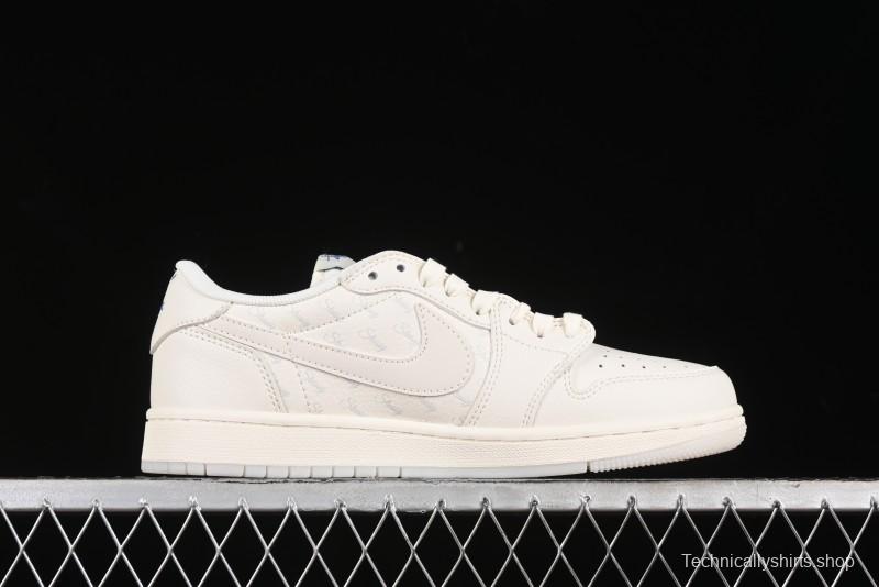 Nike Travis Scott x Fragment Design x Air Jordan 1 Low OG SP AJ1 Retro Sneakers - LJ5188-013