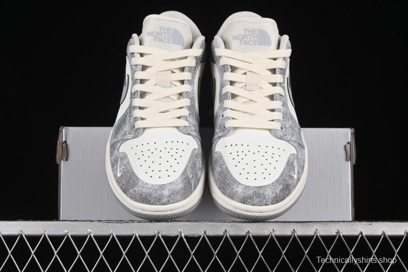 Nike Air Jordan 1 Low AJ1 The North Face Collaboration - Rock Gray High-End Custom Retro Basketball Shoes DC2024-023