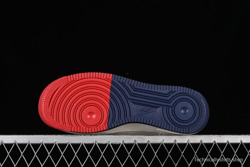 Nike Air Force 1 '07 Low Supreme Collaboration - Beige Red Blue Double Swoosh Casual Sneakers - XZ6188-008