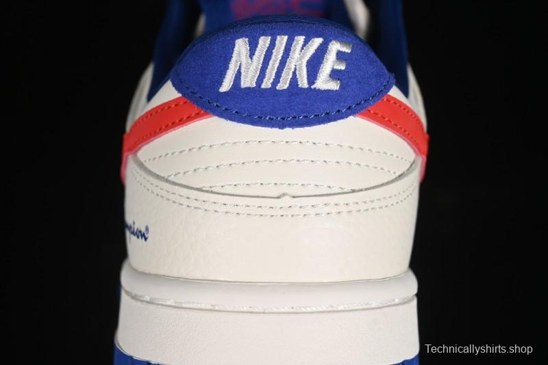 Nike SB Dunk Low Championship Collaboration - Off-White Red Swoosh Anniversary Custom Low-Top Casual Skate Shoes - KK1688-021