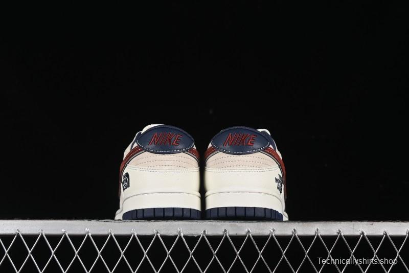 Nike SB Dunk Low The North Face Collaboration - Two-Tone Red Brown Swoosh Anniversary Custom Low-Top Casual Skate Shoes - DJ2024-036