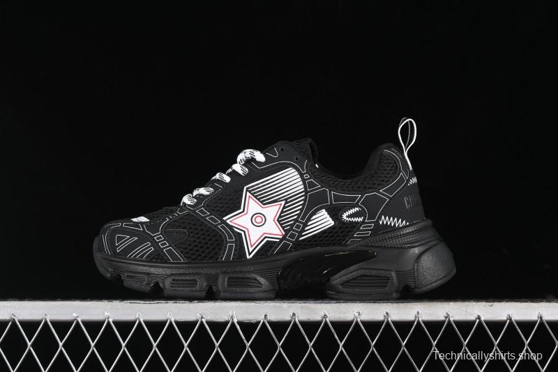 Dior Chrono Round Toe Lace-Up Lifestyle Casual Running Sneakers - 6865 WHITE BLACK