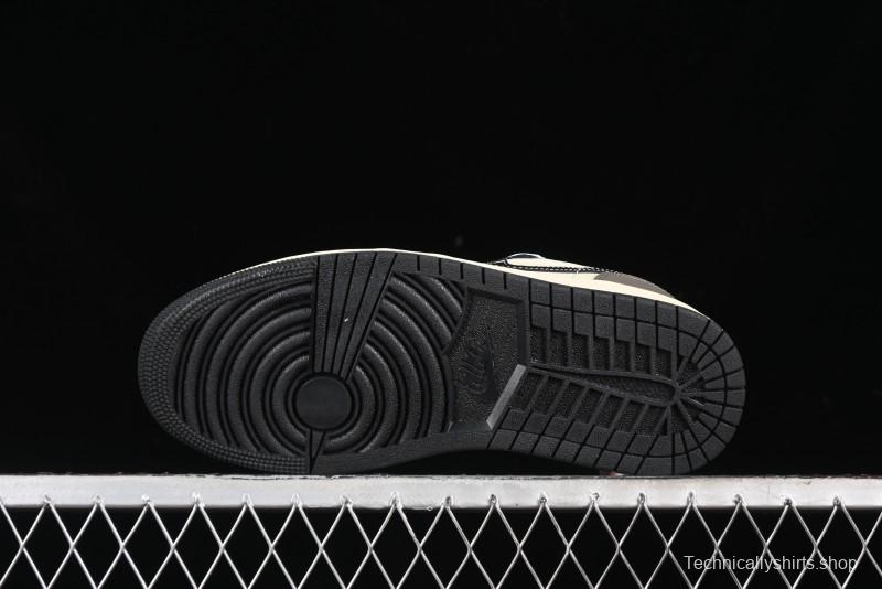 Nike Air Jordan 1 Low "Coconut Milk Black" Casual Basketball Shoes with Contrast Swoosh - HQ3437-101