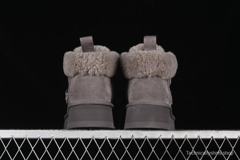 UGG Classic Mini II Fur Lace-Up Platform Mini Boots with Treadlite Outsole - 1143954