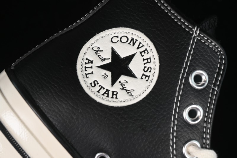 Converse Chuck 70s High Top Canvas Sneakers with Fur Lining in Black & White - A13863C