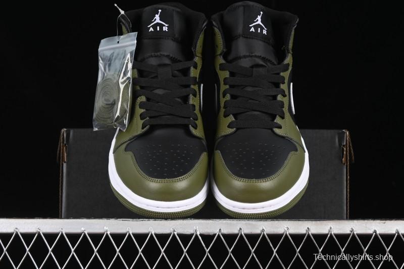 Nike Air Jordan 1 Mid AJ1 Army Green Mid-Top Casual Sneakers - DQ8426-092