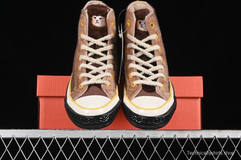 Converse Zoo Happy Pets Series High-Top Fleece-Lined Casual Sneakers with Animal-Themed Design - A12767C