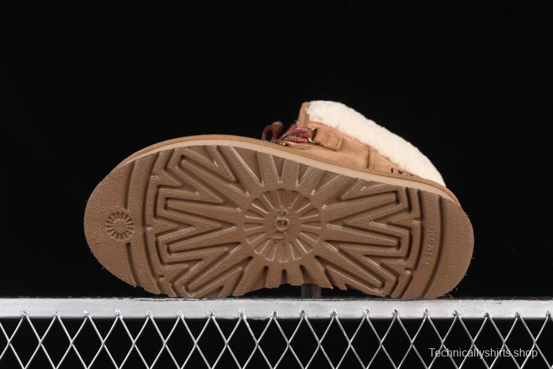 UGG Classic Mini II Fur Lace-Up Platform Short Boots with Treadlite Outsole - 1143954