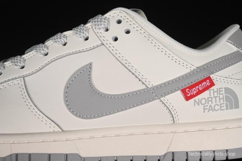 Nike SB Dunk Low Supreme The North Face Collaboration - Light Gray Reflective Swoosh Anniversary Custom Edition Low-Top Casual Skate Shoes - XX2025-628