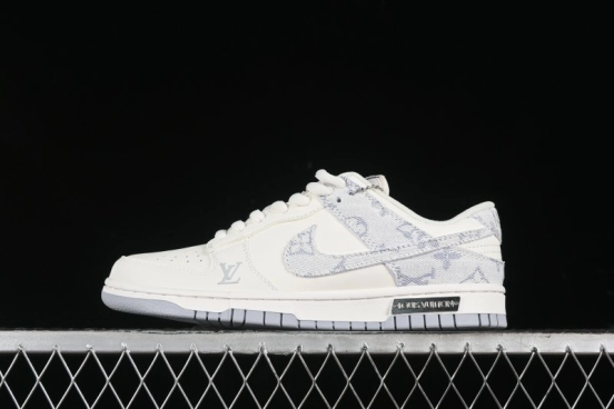 Nike SB Dunk Low LV Collaboration - Purple Denim with White and Purple Swoosh Anniversary High-End Custom Low-Top Casual Sneakers - DJ2024-010