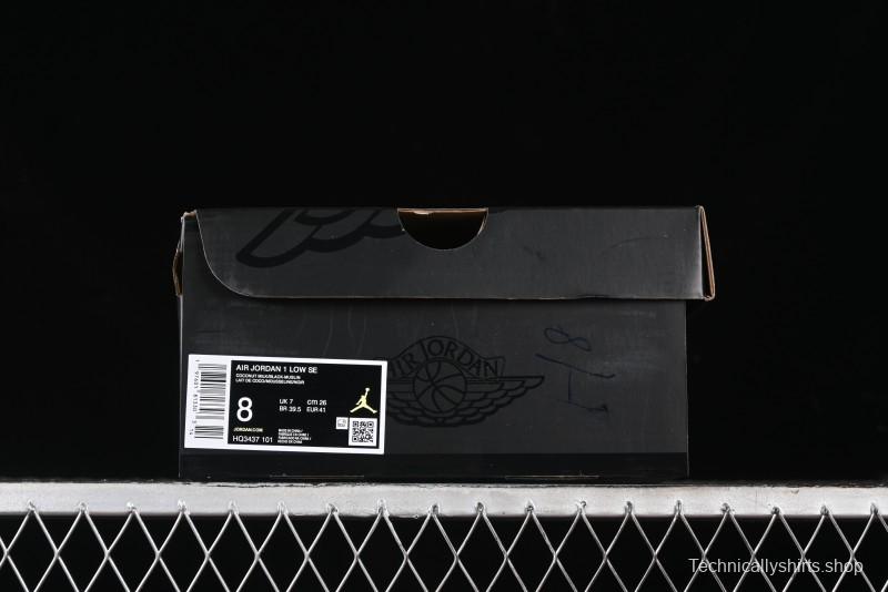 Nike Air Jordan 1 Low "Coconut Milk Black" Casual Basketball Shoes with Contrast Swoosh - HQ3437-101