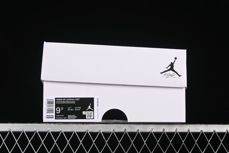 Nike Air Jordan 4 Retro Basketball Shoes with Net Design - FV7251-107