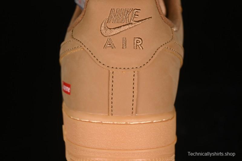 Nike Supreme x Air Force 1 Low Casual Sneakers in Wheat Suede with Full-Length Air Cushion - DN1555-200