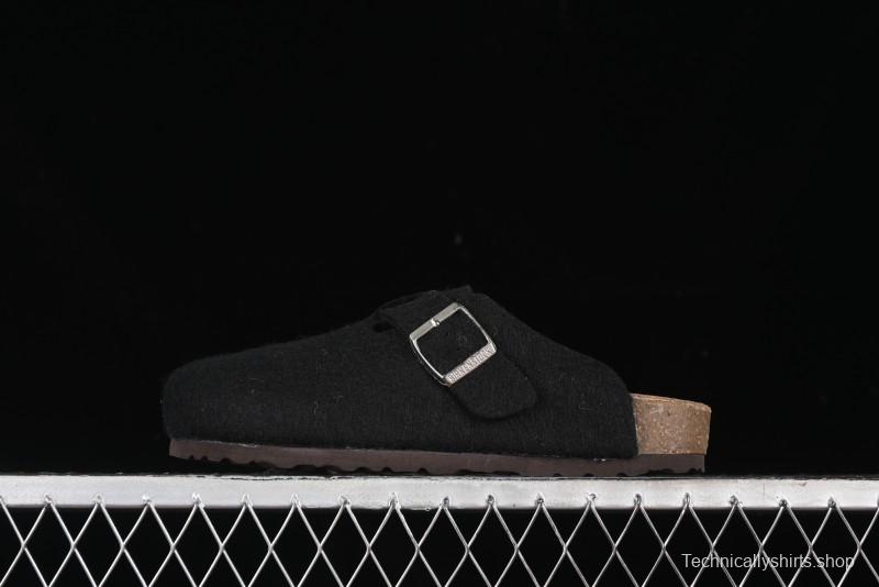 Birkenstock Half Open Toe Sandals with Smokeless Coal Wool Upper - G.D4