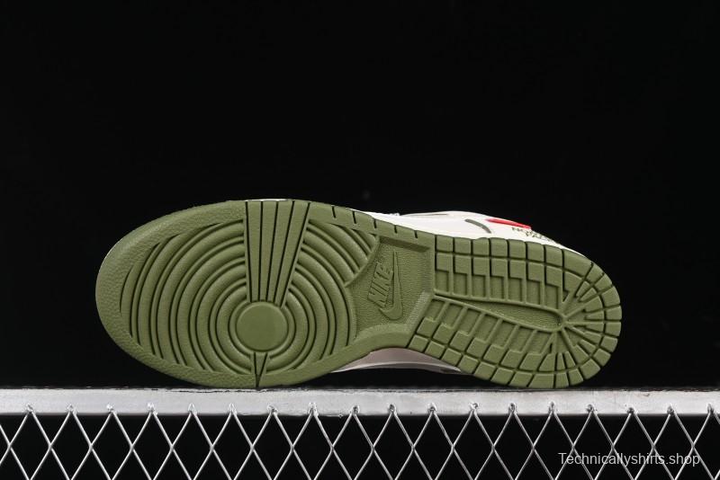 Nike SB Dunk Low Supreme The North Face Collaboration - Beige Green Reflective Swoosh Anniversary Custom Edition Low-Top Casual Skate Shoes - XX2025-638