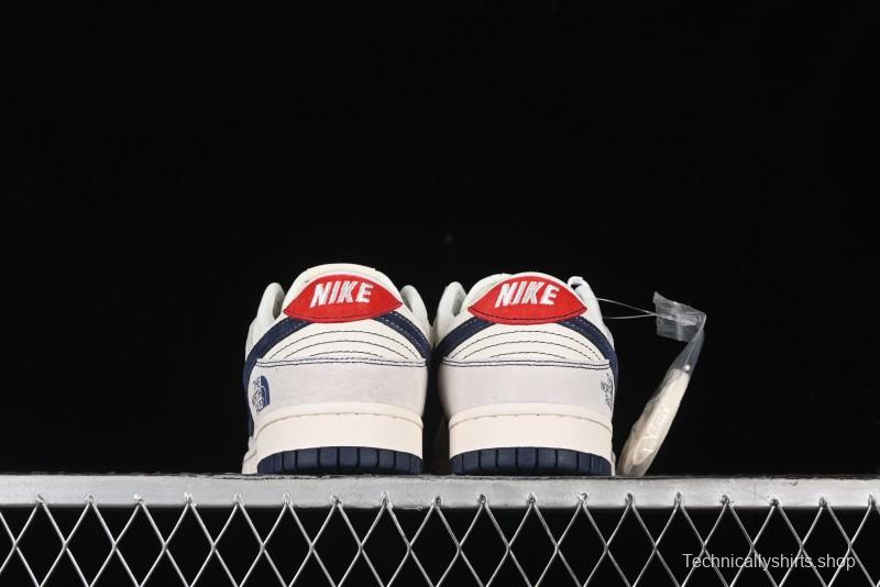 Nike SB Dunk Low The North Face Collaboration - Grey Pigskin Navy Swoosh Anniversary Custom Low-Top Casual Skate Shoes - SJ1089-012