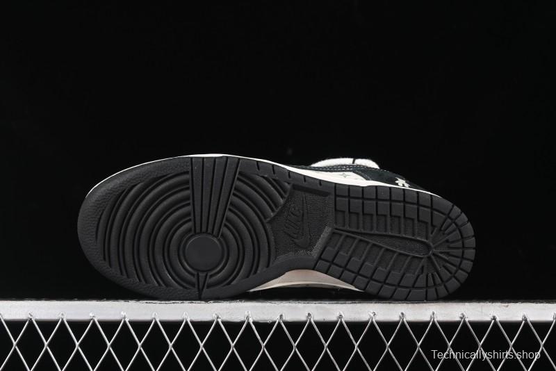 Nike SB Dunk Low Violent Bear Series - Lace-Up Beige with Black Swoosh Anniversary High-End Customized Low-Top Casual Skate Shoes - SJ2068-290