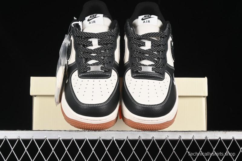 Nike Air Force 1 '07 Low Stussy Collaboration - Black Gum Marked Swoosh Low-Top Casual Sneakers - XZ9688-001