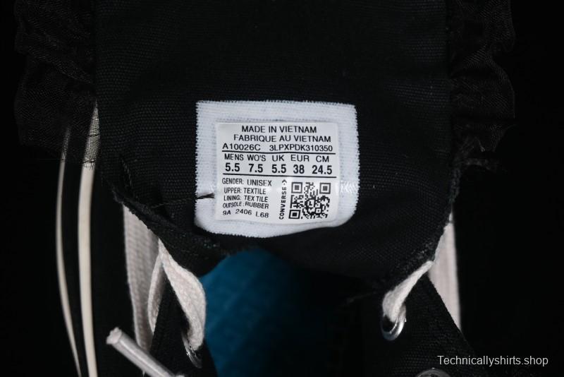 Converse Chuck 1970s High Top Canvas Shoes in Black Lace Punk Style - A10026C