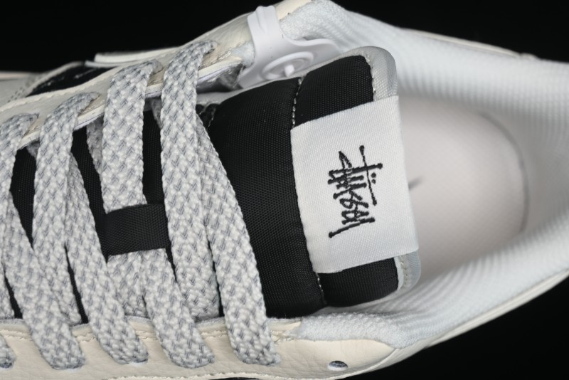 Nike Air Force 1 '07 Low Stussy Collaboration - Black Sail Silver Swoosh Casual Sneakers - XZ6188-729