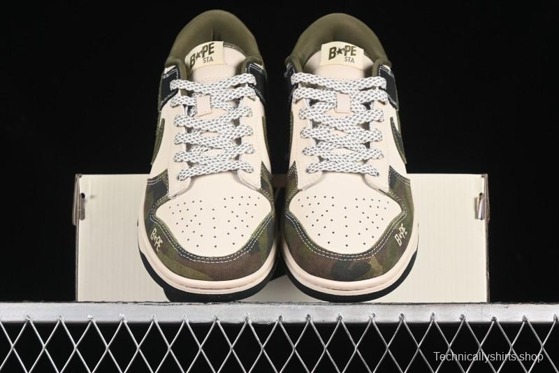 Nike SB Dunk Low Bape Collaboration - Patchwork Camouflage Anniversary Custom Low-Top Casual Sneakers - CH6336-229