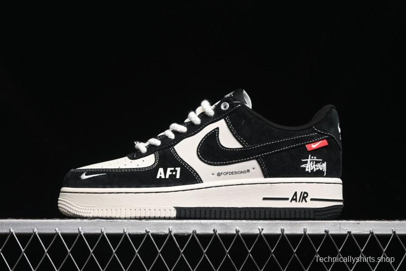 Nike Air Force 1 '07 Low Stussy Collaboration - Black/Red Label Low-Top Casual Sneakers - SJ6698-008
