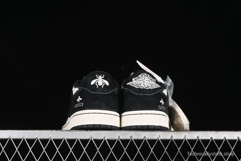 Nike Travis Scott x Fragment Design x Air Jordan 1 Low OG SP AJ1 Gucci Collaboration - Black Dragonfly Low-top Casual Sneakers - SJ2068-139