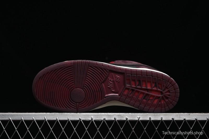 Nike SB Dunk Low Bordeaux Red Skate Shoes Collaboration with Riot Skateshop - FZ1289-200