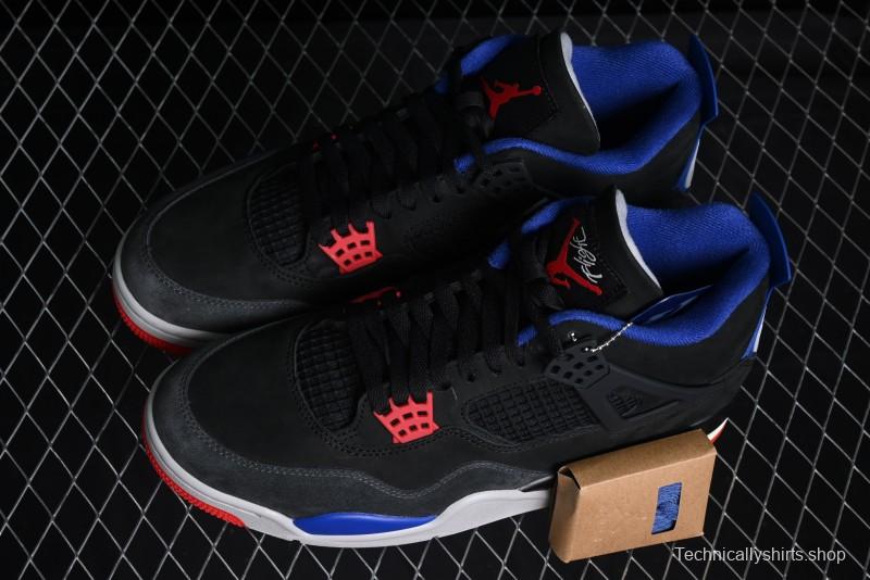 Nike Air Jordan 4 Retro Basketball Shoes with Black-Grey-Blue Color Blocking - FV5029-003